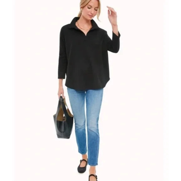 Pomander Place Tops - Tuckernuck x Pomander Place Black Easy Polo Swing Sweatshirt Size M/L Top